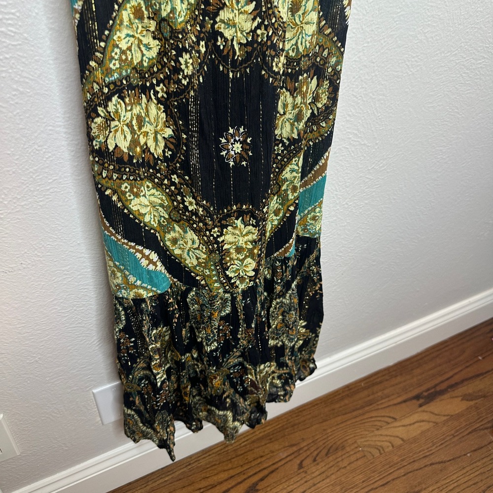 Free People Intimately Latigo Bay Combo Paisley Metallic Maxi Dress Small NEW - Picture 8 of 11